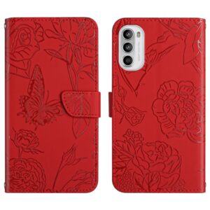 Capa Moto G82 Flip Borboleta Vermelho