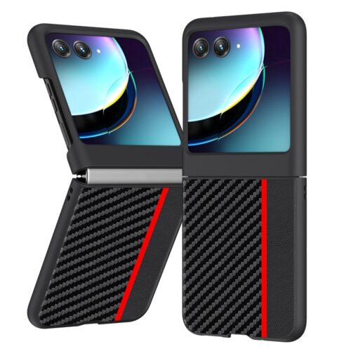 Capa Razr 40 ULTRA - Fibra de Carbono Preto-Vermelho