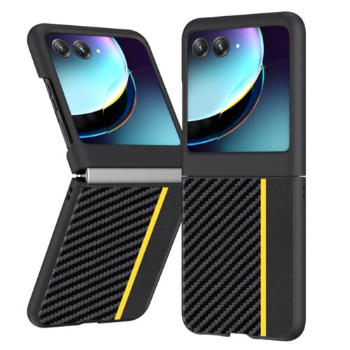 Capa Razr 40 ULTRA - Fibra de Carbono Preto-Amarelo