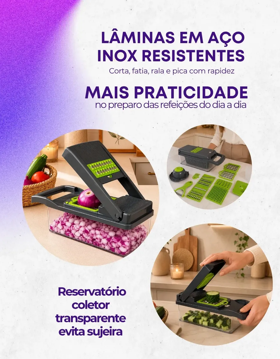 Cortador de Legumes Profissional 16 em 1 | Fatiador e Ralador Multifuncional - Imagem 5