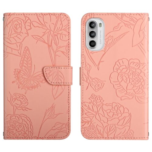 Capa Moto G82 Flip Borboleta Rosa