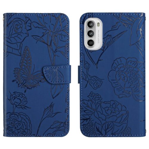 Capa Moto G82 Flip Borboleta Azul