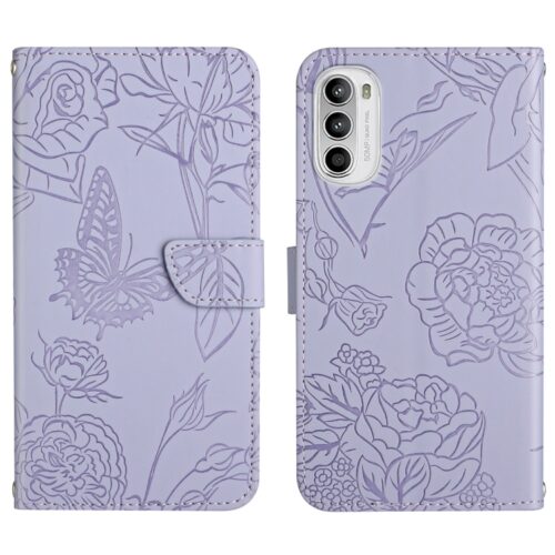 Capa Moto G82 Flip Borboleta Lilás