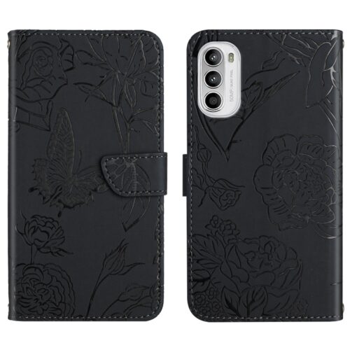 Capa Moto G82 Flip Borboleta Preto