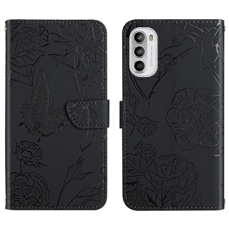 Capa Moto G82 Flip Borboleta Preto