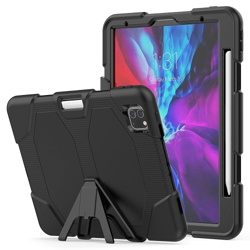 Capa iPad Pro 12.9 2020 Silicone e Plástico com Suporte Preto