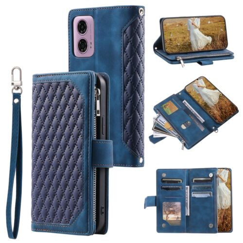 Capa Motorola Moto G85 5G - Flip com Zíper e Cordinha Azul