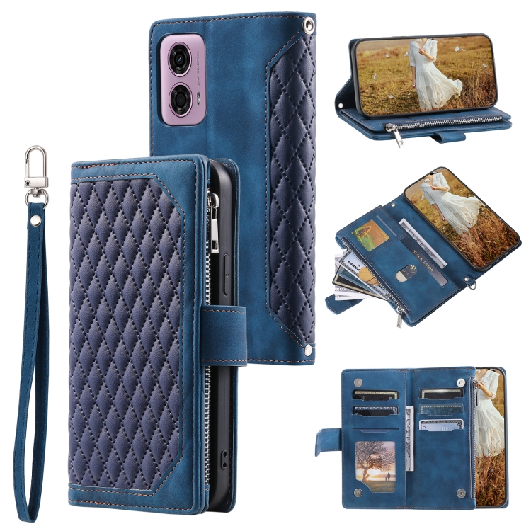 Capa Motorola Moto G85 5G - Flip com Zíper e Cordinha Azul