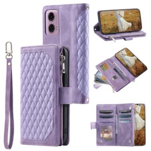 Capa Motorola Moto G85 5G - Flip com Zíper e Cordinha Roxo