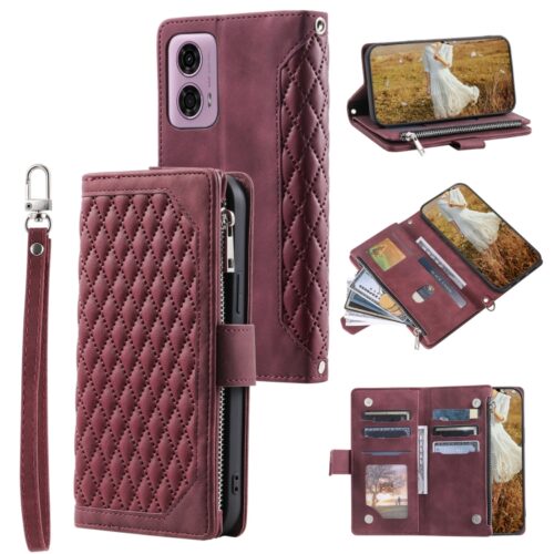 Capa Motorola Moto G85 5G - Flip com Zíper e Cordinha Vinho