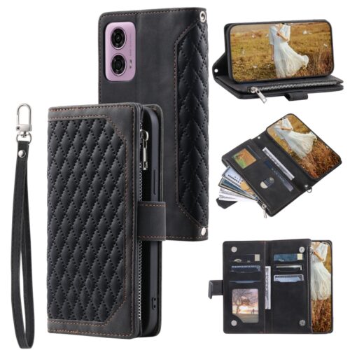 Capa Motorola Moto G85 5G - Flip com Zíper e Cordinha Preto