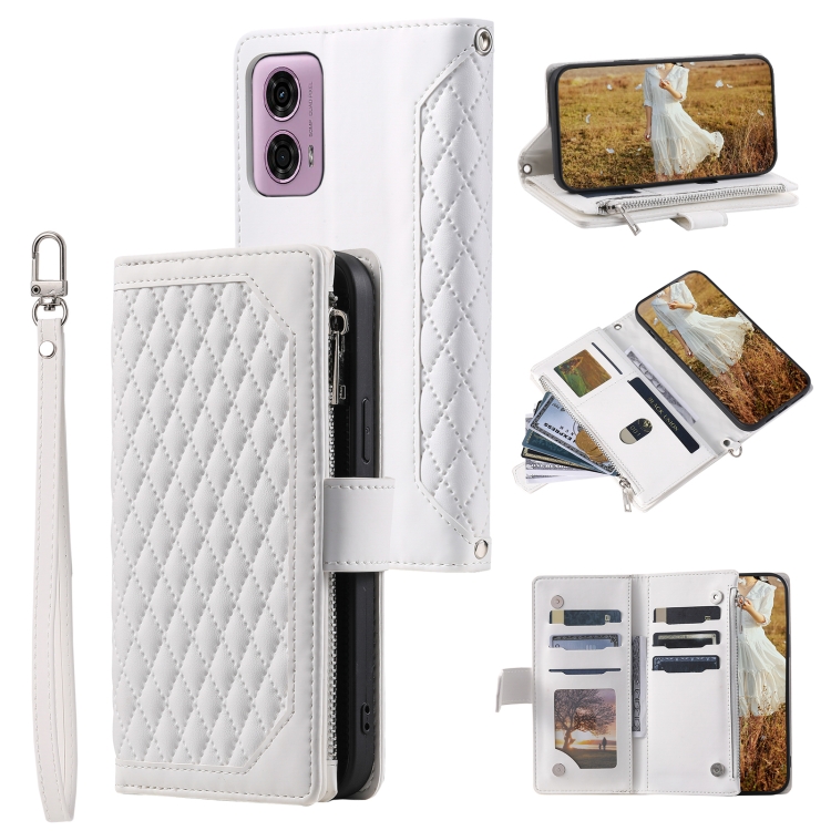 Capa Motorola Moto G85 5G - Flip com Zíper e Cordinha Branco