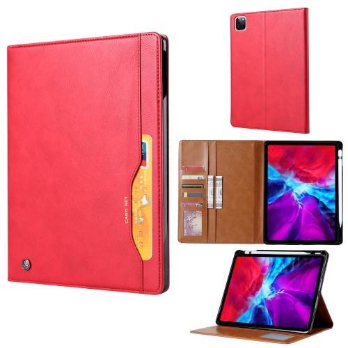 Capa iPad Pro 12.9 2020 Couro e Espaço Caneta Vermelho