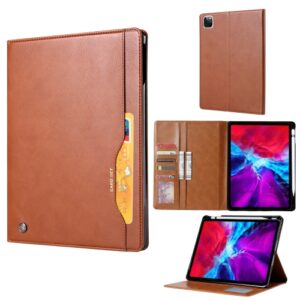 Capa iPad Pro 12.9 2020 Couro e Espaço Caneta Marrom
